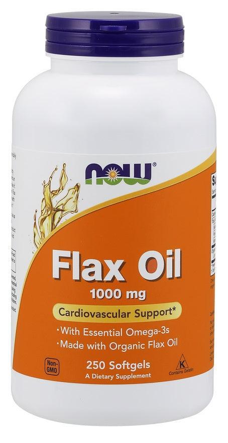 NOW Foods Flax Oil, 1000mg - 250 softgels- Lillys Pharmacy and Health Store