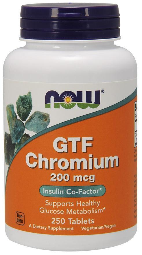 NOW Foods GTF Chromium, 200mcg - 250 tablets- Lillys Pharmacy and Health Store