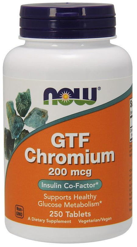 NOW Foods GTF Chromium, 200mcg - 250 tablets- Lillys Pharmacy and Health Store