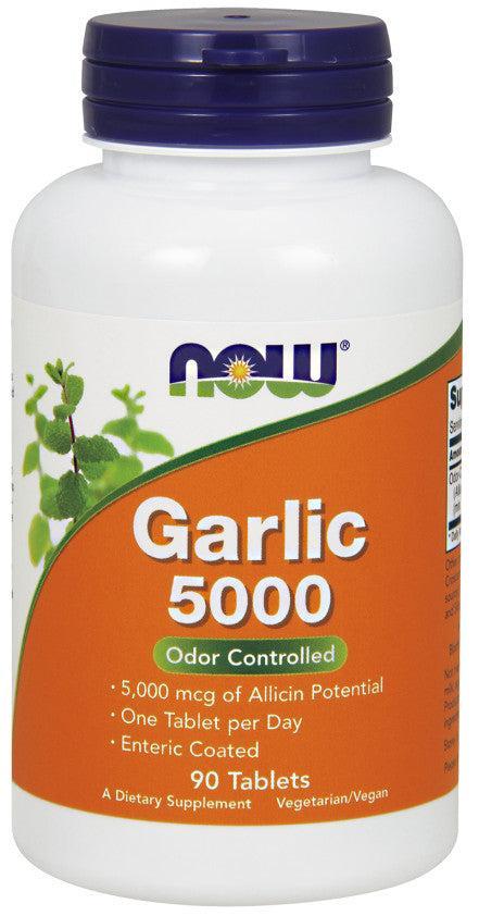 NOW Foods Garlic 5000, Odor Controlled - 90 tablets- Lillys Pharmacy and Health Store