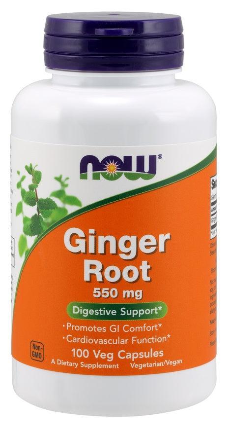 NOW Foods Ginger Root, 550mg - 100 vcaps- Lillys Pharmacy and Health Store