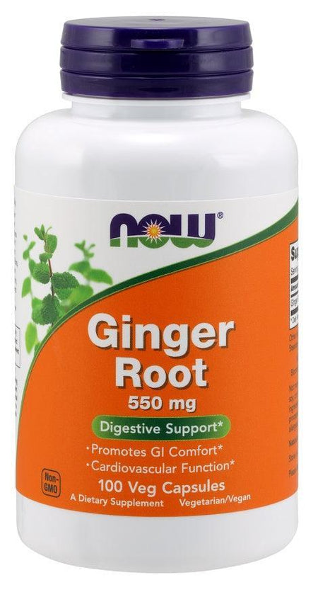 NOW Foods Ginger Root, 550mg - 100 vcaps- Lillys Pharmacy and Health Store