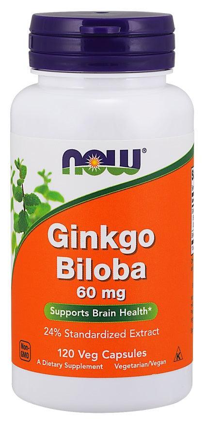 NOW Foods Ginkgo Biloba, 60mg - 120 vcaps - Lilly’s Pharmacy & Health Store