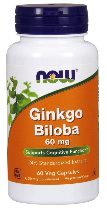 NOW Foods Ginkgo Biloba, 60mg - 60 vcaps - Lilly’s Pharmacy & Health Store