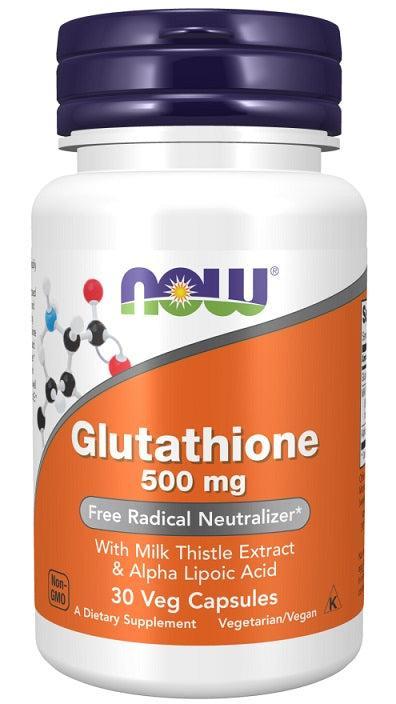 NOW Foods Glutathione with Milk Thistle Extract & Alpha Lipoic Acid, 500mg - 30 vcaps- Lillys Pharmacy and Health Store