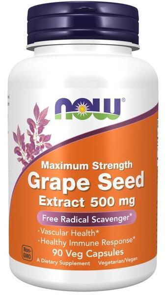 NOW Foods Grape Seed Extract, 500mg Maximum Strength - 90 vcaps- Lillys Pharmacy and Health Store