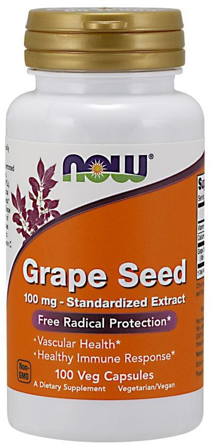 NOW Foods Grape Seed Standardized Extract, 100mg - 100 vcaps- Lillys Pharmacy and Health Store
