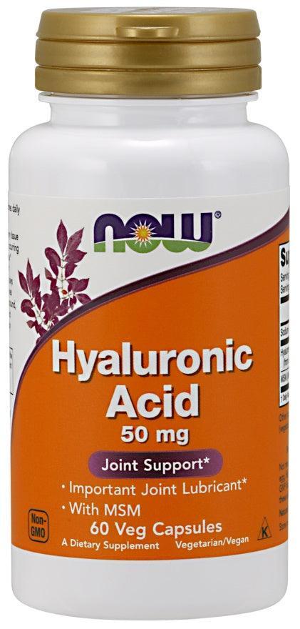 NOW Foods Hyaluronic Acid with MSM, 50mg - 60 vcaps- Lillys Pharmacy and Health Store