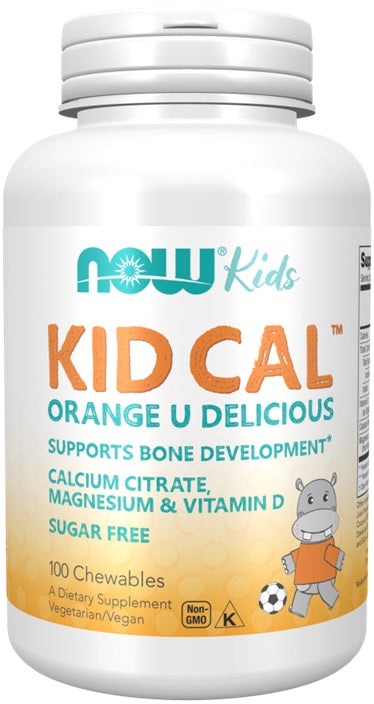 NOW Foods Kid Cal, Orange U Delicious - 100 Chewables - Lilly's Pharmacy