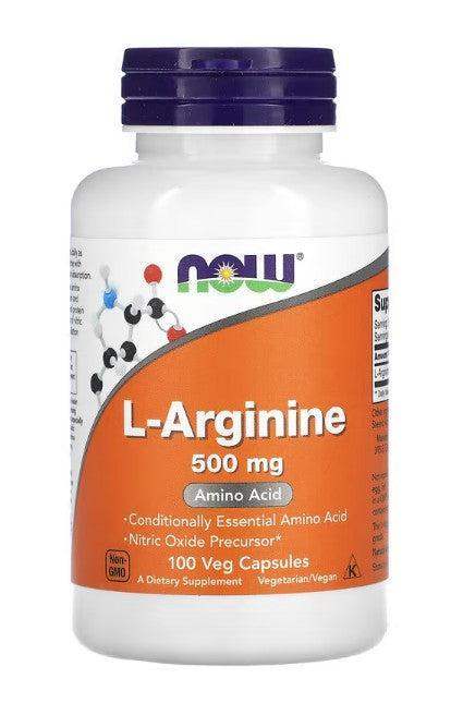NOW Foods L-Arginine, 500mg - 100 caps- Lillys Pharmacy and Health Store
