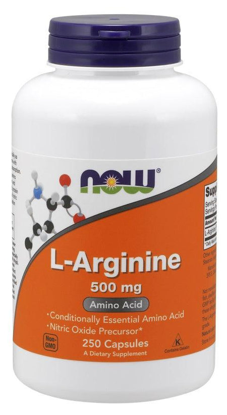 NOW Foods L-Arginine, 500mg - 250 caps- Lillys Pharmacy and Health Store