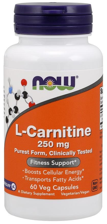 NOW Foods L-Carnitine, 250mg - 60 vcaps- Lillys Pharmacy and Health Store