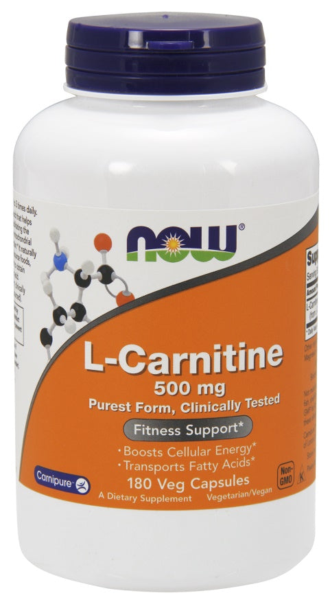 NOW Foods L-Carnitine, 500mg - 180 Vcaps - Lilly's Pharmacy