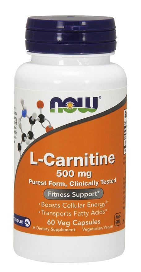 NOW Foods L-Carnitine, 500mg - 60 vcaps- Lillys Pharmacy and Health Store