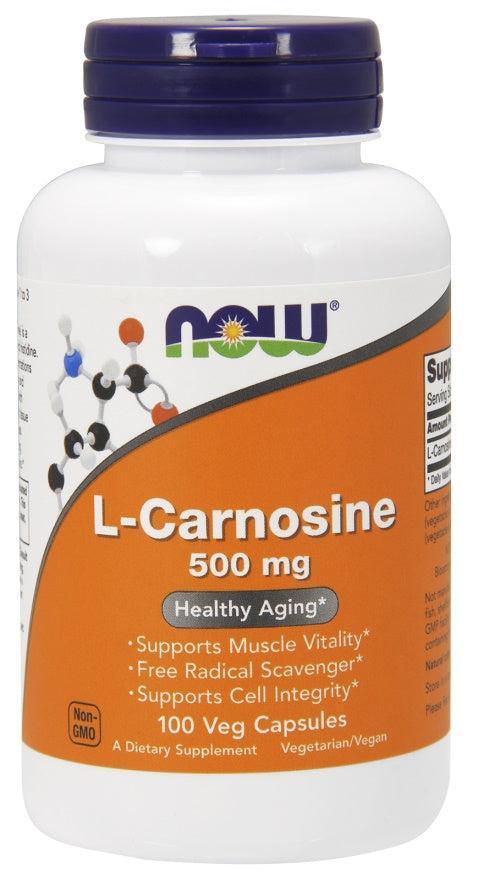 NOW Foods L-Carnosine, 500mg - 100 vcaps- Lillys Pharmacy and Health Store