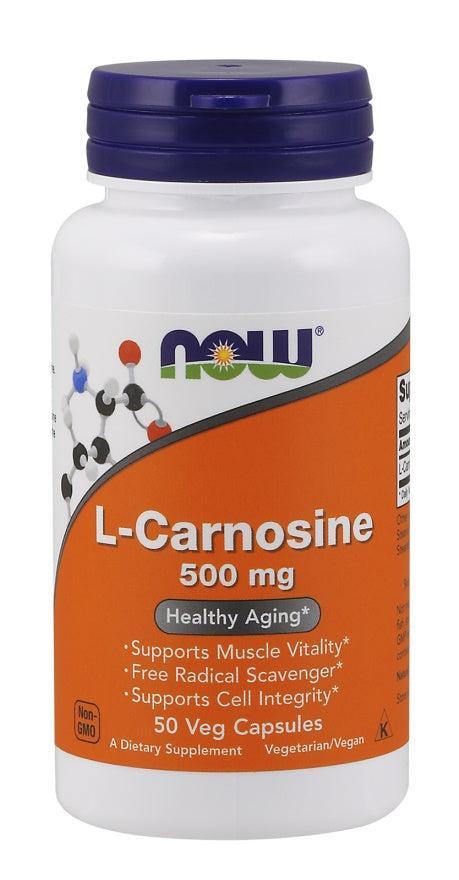 NOW Foods L-Carnosine, 500mg - 50 vcaps- Lillys Pharmacy and Health Store