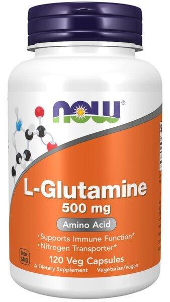 NOW Foods L-Glutamine, 500mg - 120 vcaps- Lillys Pharmacy and Health Store