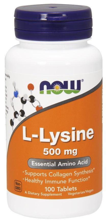 NOW Foods L-Lysine, 500mg - 100 tablets- Lillys Pharmacy and Health Store