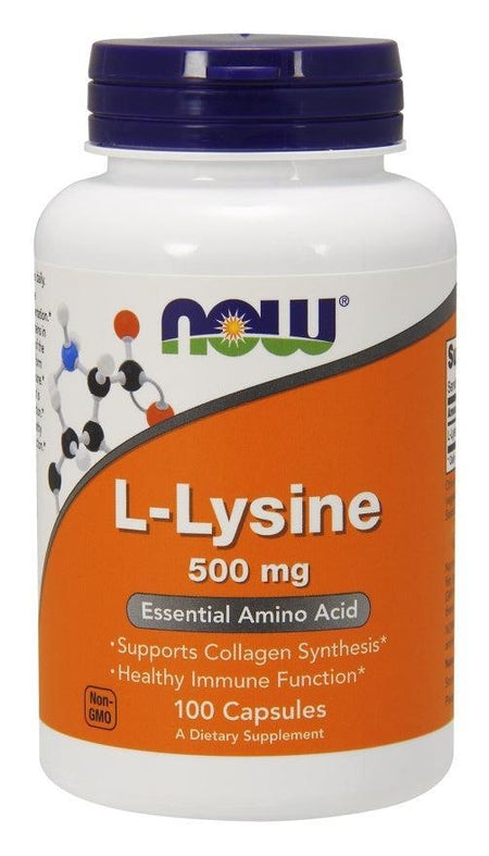 NOW Foods L-Lysine, 500mg - 100 vcaps- Lillys Pharmacy and Health Store