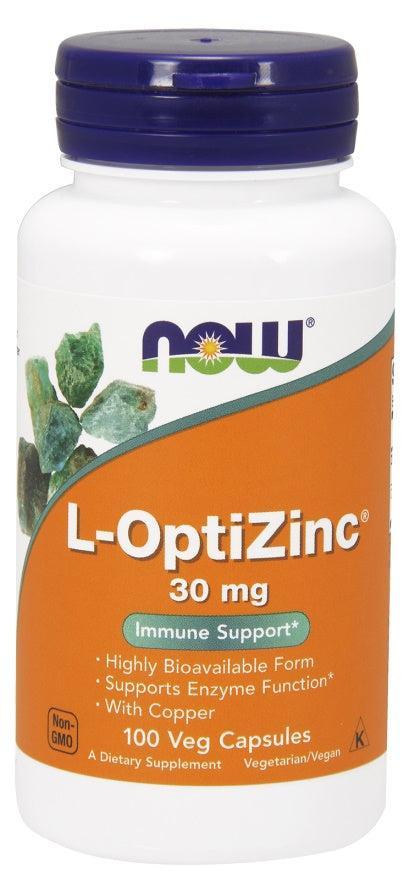 NOW Foods L-OptiZinc, 30mg - 100 vcaps- Lillys Pharmacy and Health Store