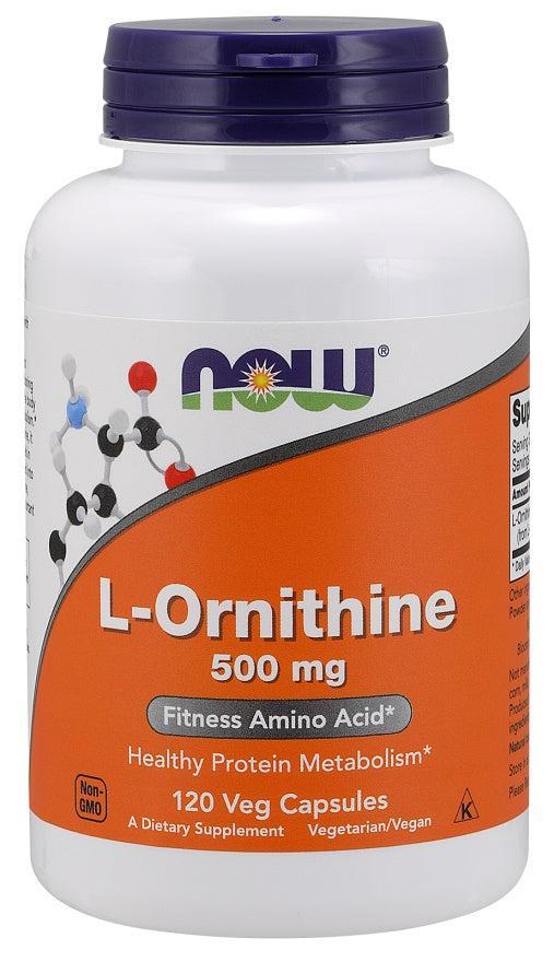 NOW Foods L-Ornithine, 500mg - 120 vcaps- Lillys Pharmacy and Health Store
