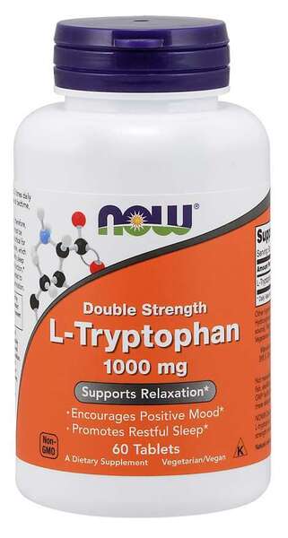 NOW Foods L-Tryptophan, 1000mg Double Strength - 60 tabs- Lillys Pharmacy and Health Store