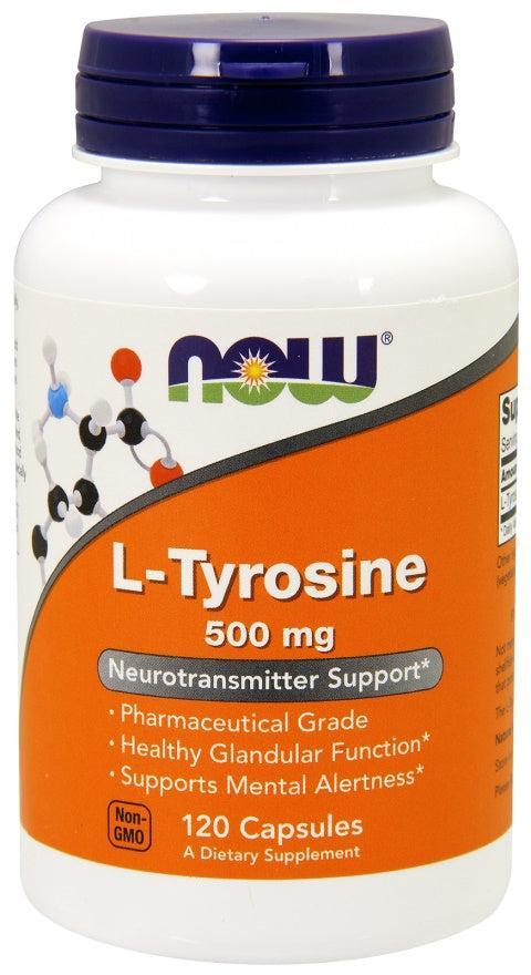 NOW Foods L-Tyrosine, 500mg - 120 caps- Lillys Pharmacy and Health Store