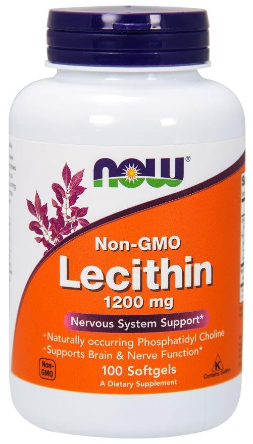 NOW Foods Lecithin, 1200mg Non-GMO - 100 softgels- Lillys Pharmacy and Health Store