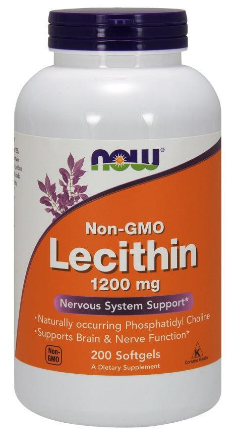 NOW Foods Lecithin, 1200mg Non-GMO - 200 softgels- Lillys Pharmacy and Health Store