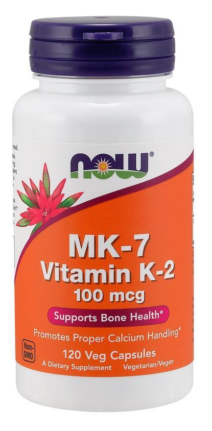 NOW Foods MK-7 Vitamin K-2, 100mcg - 120 vcaps- Lillys Pharmacy and Health Store