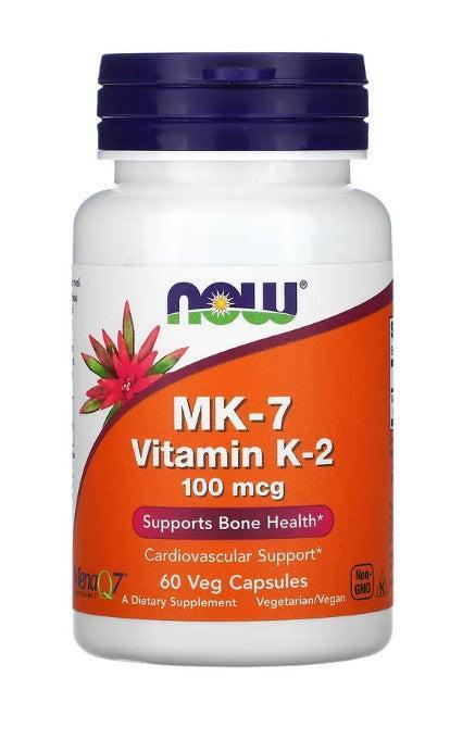 NOW Foods MK-7 Vitamin K-2, 100mcg - 60 vcaps- Lillys Pharmacy and Health Store