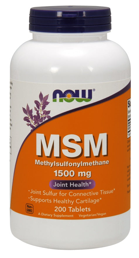 NOW Foods MSM Methylsulphonylmethane, 1500mg - 200 Tablets - Lilly's Pharmacy