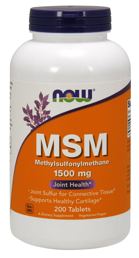 NOW Foods MSM Methylsulphonylmethane, 1500mg - 200 Tablets - Lilly's Pharmacy