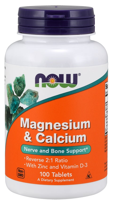 NOW Foods Magnesium & Calcium with Zinc and Vitamin D3 - 100 tablets - Lilly's Pharmacy