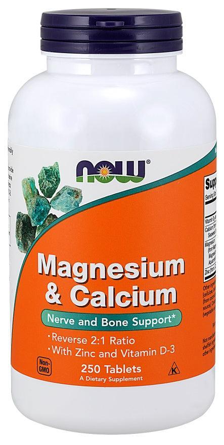 NOW Foods Magnesium & Calcium with Zinc and Vitamin D3 - 250 tablets- Lillys Pharmacy and Health Store