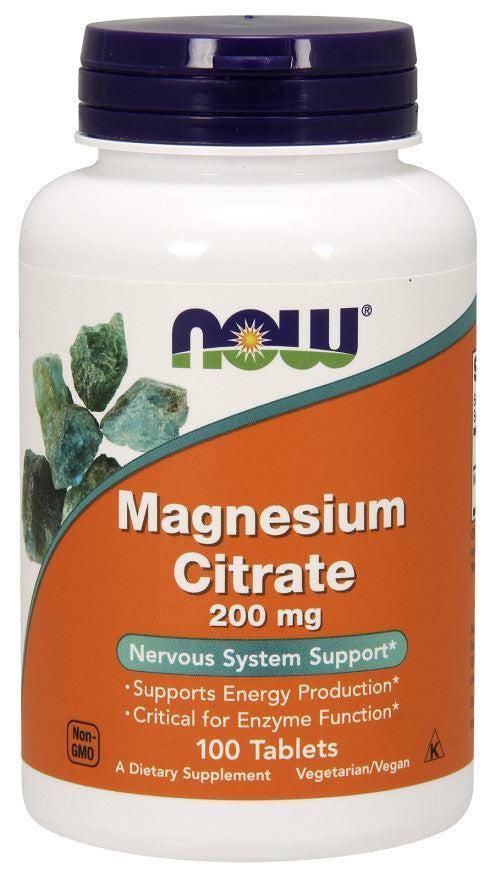 NOW Foods Magnesium Citrate, 200mg - 100 tablets- Lillys Pharmacy and Health Store