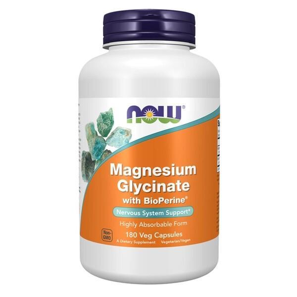 NOW Foods Magnesium Glycinate with BioPerine - 180 vcaps- Lillys Pharmacy and Health Store