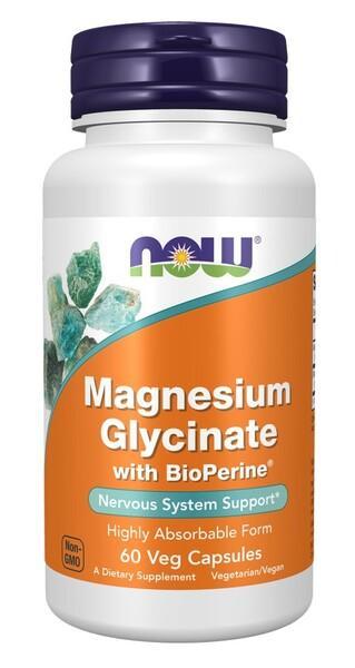 NOW Foods Magnesium Glycinate with BioPerine - 60 vcaps- Lillys Pharmacy and Health Store