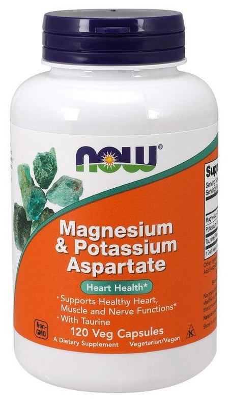 NOW Foods Magnesium & Potassium Aspartate with Taurine - 120 vcaps- Lillys Pharmacy and Health Store