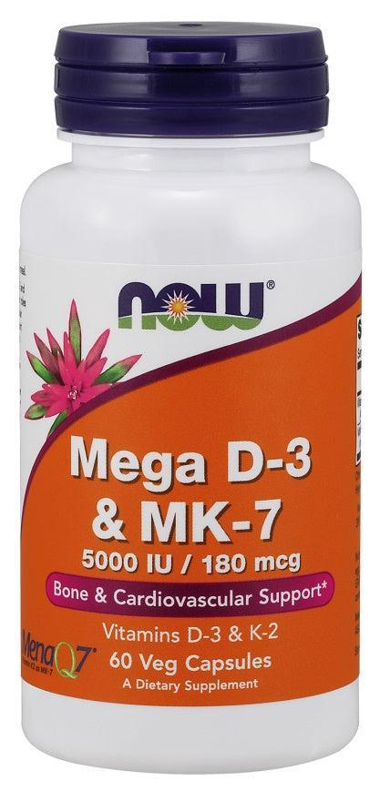 NOW Foods Mega D-3 & MK-7 - 60 vcaps- Lillys Pharmacy and Health Store
