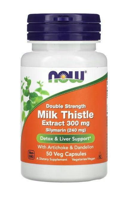 NOW Foods Milk Thistle Extract with Artichoke & Dandelion, 300mg Double Strength - 50 vcaps- Lillys Pharmacy and Health Store