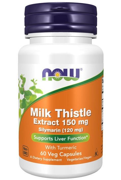 NOW Foods Milk Thistle Extract with Turmeric, 150mg - 60 vcaps- Lillys Pharmacy and Health Store