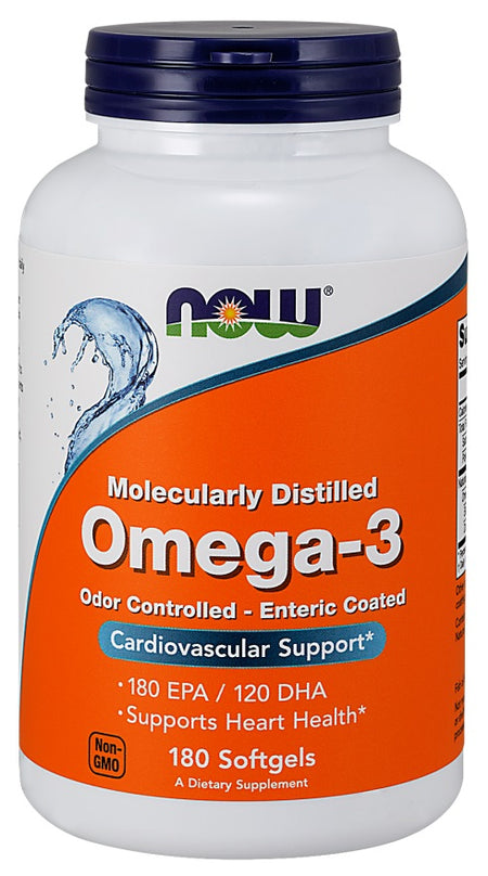 NOW Foods Omega-3 Enteric Coated - 180 softgels - Lilly's Pharmacy