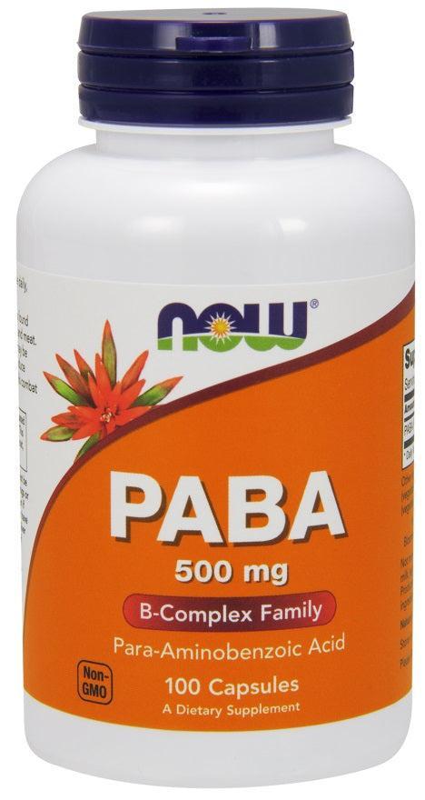 NOW Foods PABA, 500mg - 100 caps- Lillys Pharmacy and Health Store