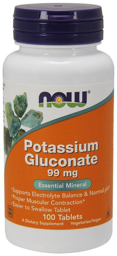 NOW Foods Potassium Gluconate, 99mg - 100 tablets- Lillys Pharmacy and Health Store