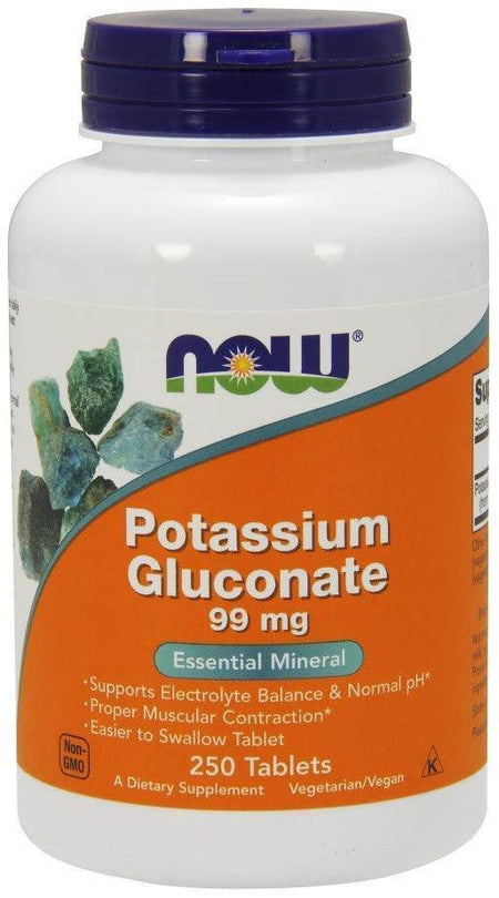 NOW Foods Potassium Gluconate, 99mg - 250 tablets- Lillys Pharmacy and Health Store