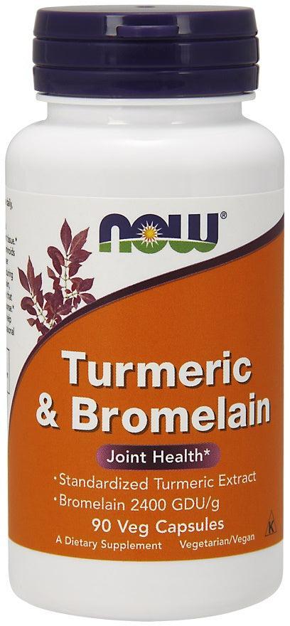 NOW Foods Turmeric & Bromelain - 90 vcaps- Lillys Pharmacy and Health Store