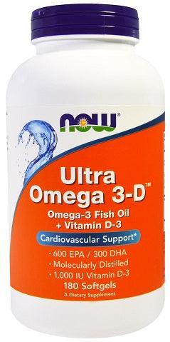 NOW Foods Ultra Omega 3-D with Vitamin D-3 - 180 softgels- Lillys Pharmacy and Health Store