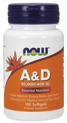 NOW Foods Vitamin A & D, 10000/400 IU - 100 softgels- Lillys Pharmacy and Health Store