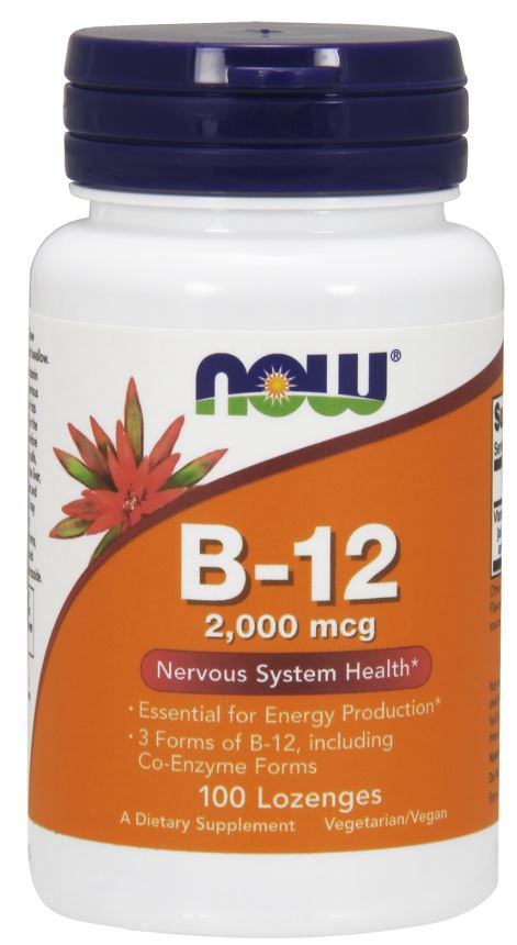 NOW Foods Vitamin B-12, 2000mcg - 100 lozenges- Lillys Pharmacy and Health Store